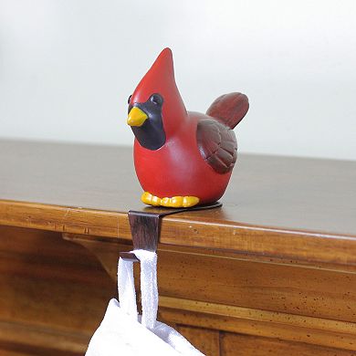 5.5" Red and Black Sitting Cardinal Bird Christmas Stocking Holder