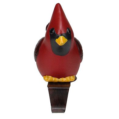 5.5" Red and Black Sitting Cardinal Bird Christmas Stocking Holder