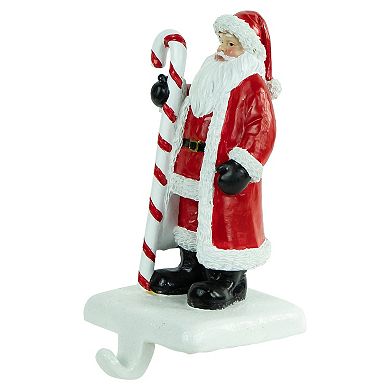 6.5" Santa with Candy Cane Christmas Stocking Holder