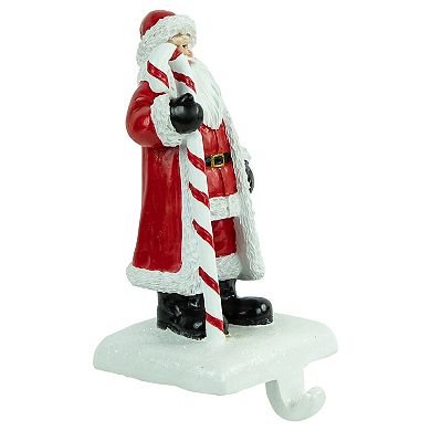 6.5" Santa with Candy Cane Christmas Stocking Holder