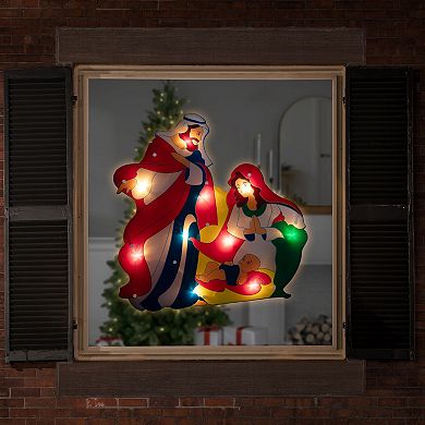 17.75" Lighted Holy Family Nativity Scene Christmas Window Silhouette