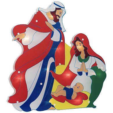 17.75" Lighted Holy Family Nativity Scene Christmas Window Silhouette