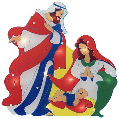 17.75" Lighted Holy Family Nativity Scene Christmas Window Silhouette