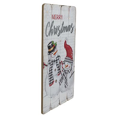 19" Lighted Snowmen 'Merry Christmas' Wall Decor