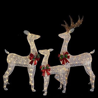 Martha Stewart shops set of 3 silver glitter reindeer