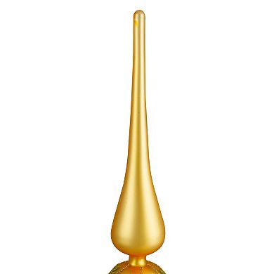 14.75" Gold Glitter Glass Finial Christmas Tree Topper