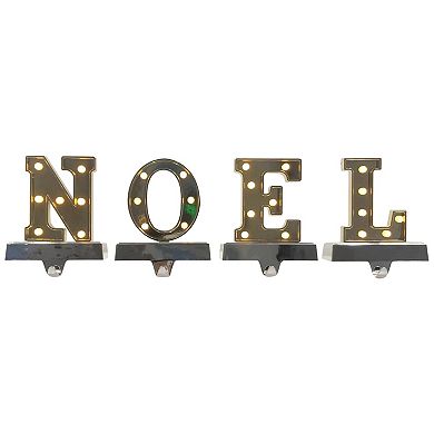 Set of 4 Gold and Silver LED Lighted "NOEL" Christmas Stocking Holder 6.5"