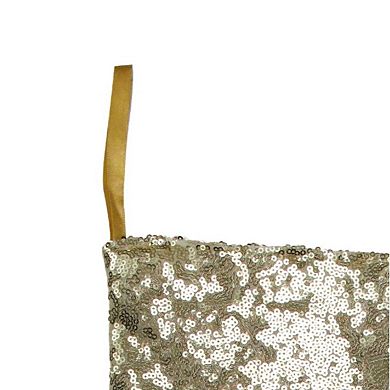 17.5" Gray and White Sequins Accented Christmas Stocking