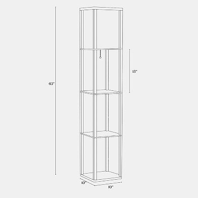 Brightech Maxwell 63" 3-shelf Led Floor Lamp With Lantern Shade