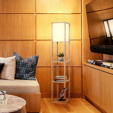Brightech Maxwell 63" 3-shelf Led Floor Lamp With Lantern Shade
