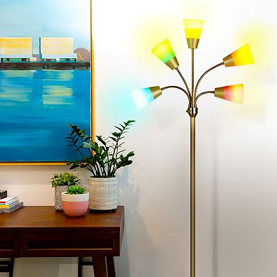 Brightech Medusa Modern 78" Led 5-light Floor Lamp With Interchangeable Shades