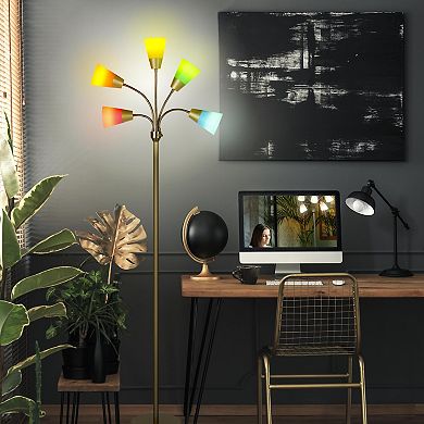 Brightech Medusa Modern 78" Led 5-light Floor Lamp With Interchangeable Shades