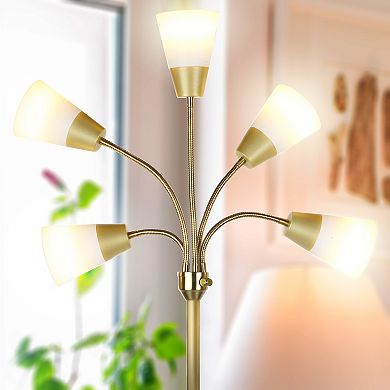 Brightech Medusa Modern 78" Led 5-light Floor Lamp With Interchangeable Shades