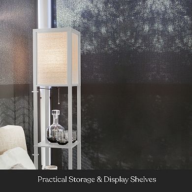 Brightech Maxwell 63" 3-shelf Led Floor Lamp With Lantern Shade