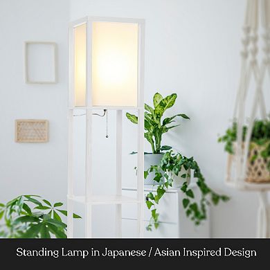 Brightech Maxwell 63" 3-shelf Led Floor Lamp With Lantern Shade