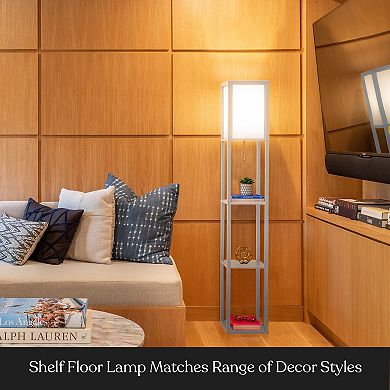Brightech Maxwell 63" 3-shelf Led Floor Lamp With Lantern Shade