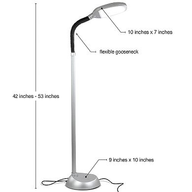 Brightech Litespan 53" Dimmable Led Reading Task Lamp With Height Adjustable Gooseneck Head