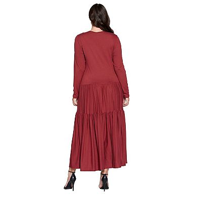 Tiered Maxi Dress with Long Sleeves