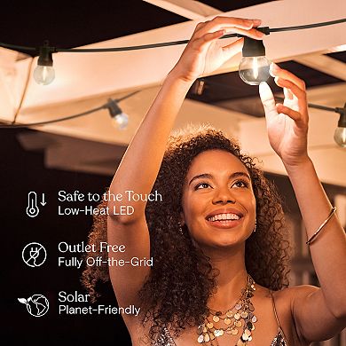 Brightech Ambience Pro 27 Ft. Outdoor Solar Led 1-watt G40 String Lights With Warm White Hue