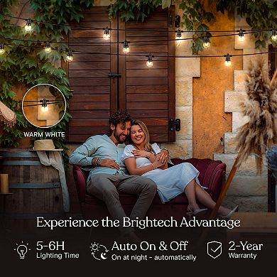 Ambience Pro Commercial Grade Solar Led String Lights - 12 Bulbs 27 Ft, 2700k