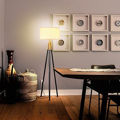 Levi Led Black And Gold Tripod Floor Lamp