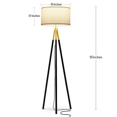 Brightech Levi 61" Led Contemporary Tripod Floor Lamp With Drum Shade