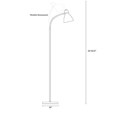 Brightech Avery 63" Adjustable Gooseneck LED Floor Lamp for Reading in Black Finish
