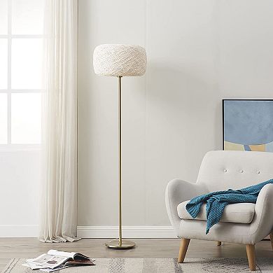 Brightech Rowan 60" Led Standing Floor Lamp With Threaded Twine Shade