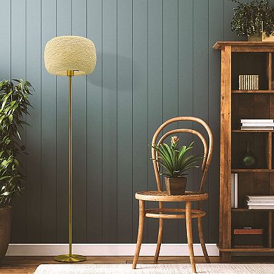 Brightech Rowan 60" Led Standing Floor Lamp With Threaded Twine Shade