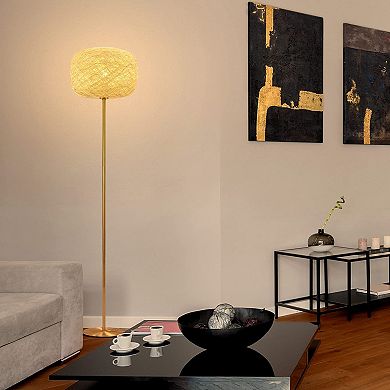 Brightech Rowan 60" Led Standing Floor Lamp With Threaded Twine Shade