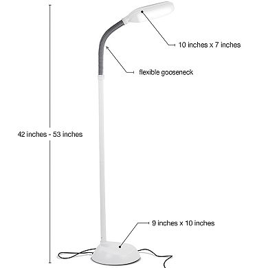 Brightech Litespan 53" Dimmable Led Reading Task Lamp With Height Adjustable Gooseneck Head