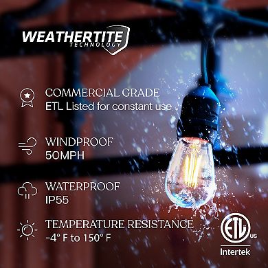 Ambience Pro Weatherproof LED Commercial Grade String Lights - 7 Glass Bulbs, 2W, 24 Ft, 3000K