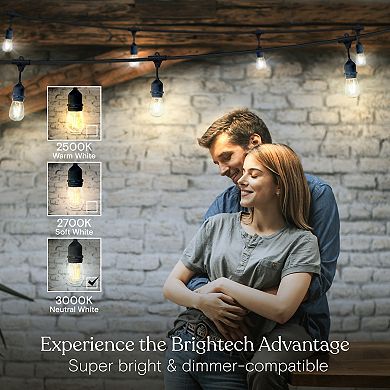 Ambience Pro Weatherproof LED Commercial Grade String Lights - 7 Glass Bulbs, 2W, 24 Ft, 3000K
