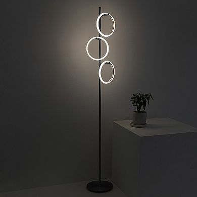 Brightech Saturn Led Floor Lamp With 3 Detachable Light Rings - Modern Tree Floor Lamp - Black