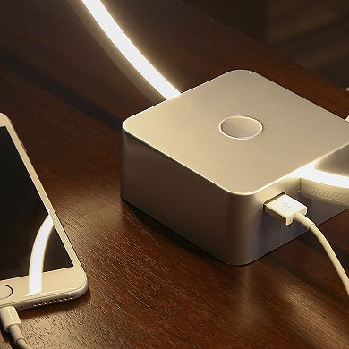 Brightech Circle 15" Dimmable Modern Led Desk Lamp With Usb Port