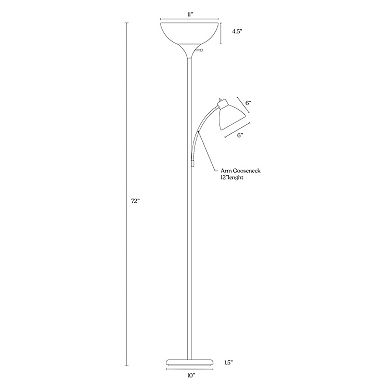 Brightech Sky Dome Plus 72" Led Torchiere Floor Lamp With 1 Reading Arm