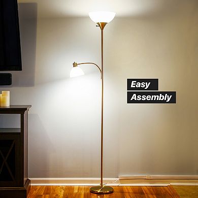 Brightech Sky Dome Plus 72" Led Torchiere Floor Lamp With 1 Reading Arm