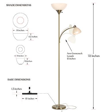 Brightech Sky Dome Plus 72" Led Torchiere Floor Lamp With 1 Reading Arm
