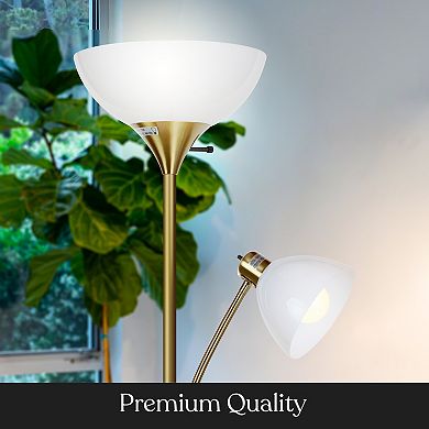 Brightech Sky Dome Plus 72" Led Torchiere Floor Lamp With 1 Reading Arm