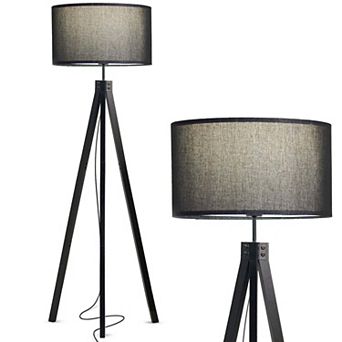 Brightech Eden 58" Led Traditional Tripod Floor Lamp With Fabric Drum Shade