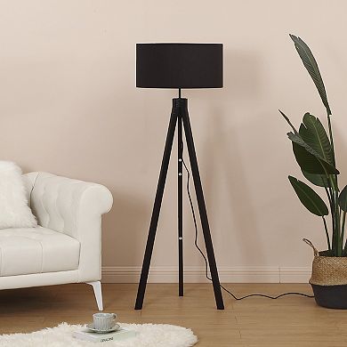 Brightech Eden 58" Led Traditional Tripod Floor Lamp With Fabric Drum Shade