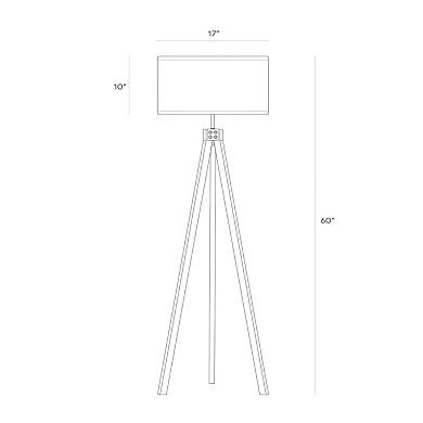 Brightech Eden 58" Led Traditional Tripod Floor Lamp With Fabric Drum Shade