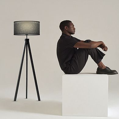 Brightech Eden 58" Led Traditional Tripod Floor Lamp With Fabric Drum Shade