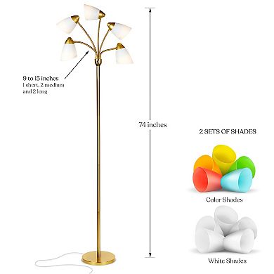 Brightech Medusa 74" Led 5-light Floor Lamp With Interchangeable Shades