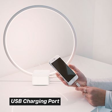 Circle LED Table Lamp with USB Port