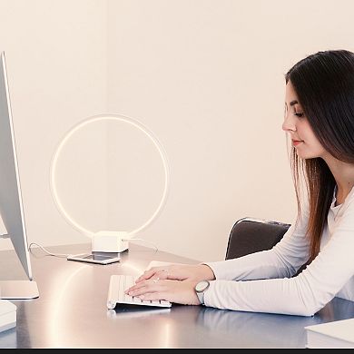 Brightech Circle 15" Dimmable Modern Led Desk Lamp With Usb Port