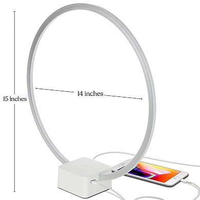 Circle LED Table Lamp with USB Port