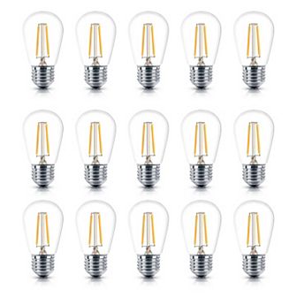 Brightech 15 Pack Bulbs - S14 Bulb E26 Base, 2 watt 2500k Warm White Hue