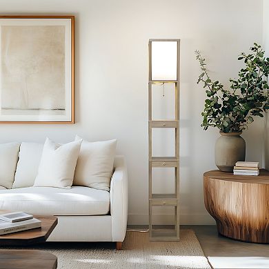 Brightech Maxwell 72" Led Shelf Floor Lamp With Lantern Shade