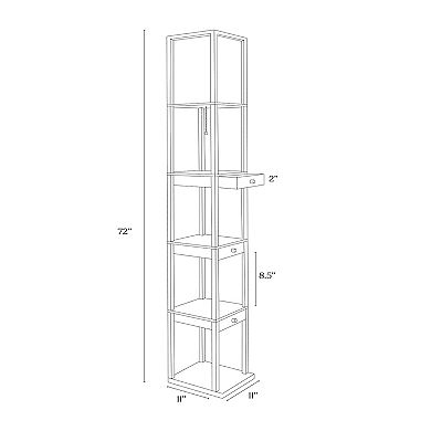 Brightech Maxwell 72" Led Shelf Floor Lamp With Lantern Shade